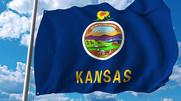 Mávání vlajkou Kansas. 3D vykreslování — Stock fotografie
