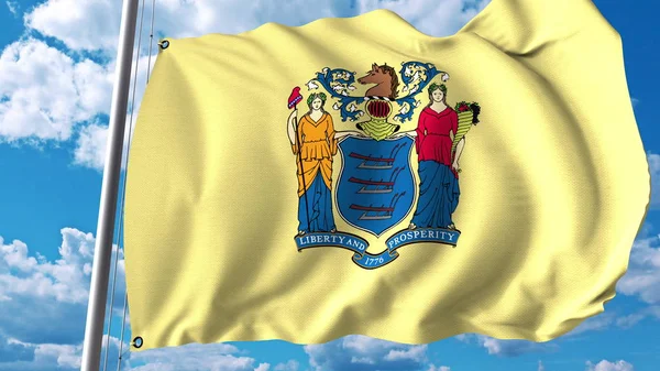 Wapperende vlag van New Jersey. 3D-rendering — Stockfoto