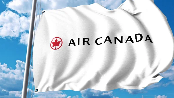 Drapeau avec le logo d'Air Canada. rendu 3D — Photo