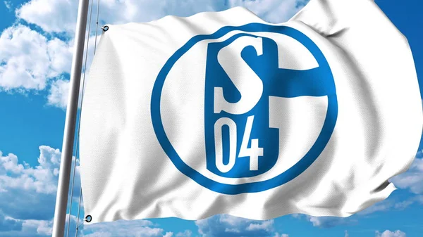 Macha flagą z logo klubu piłki nożnej Fc Schalke 04. Redakcji renderowania 3d — Zdjęcie stockowe