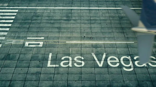 Widok z lotu ptaka samolotu przybywających na lotnisko w Las Vegas. Podróż do Stanów Zjednoczonych renderowania 3d — Zdjęcie stockowe