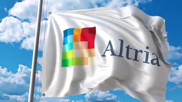 Розмахуючи прапором з Altria логотип. 4 к редакційної анімації — стокове відео