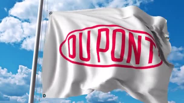 Flagge mit zweifarbigem Logo schwenken. 4k redaktionelle Animation — Stockvideo