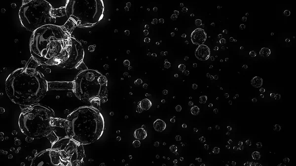 Modello di molecola di DNA trasparente sullo sfondo nero. Biochimica, medicina o genetica connessi rendering concettuale 3D — Foto Stock