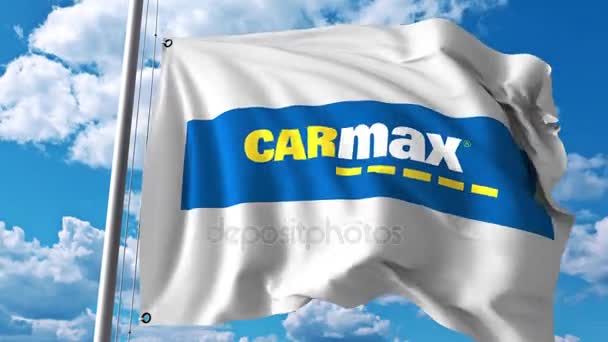 Wapperende vlag met Carmax logo. 4 k redactionele animatie — Stockvideo