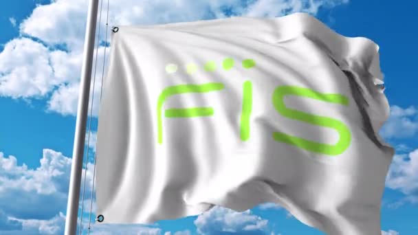 Drapeau avec logo FIS. Animation éditoriale 4K — Video