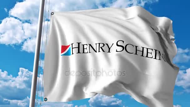 Розмахуючи прапором з логотипом Генрі Шейн. 4 к редакційної анімації — стокове відео