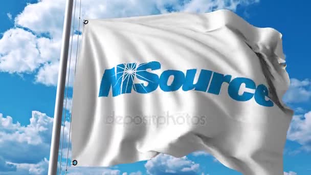 Bandiera sventolante con logo Nisource. Animazione editoriale 4K — Video Stock