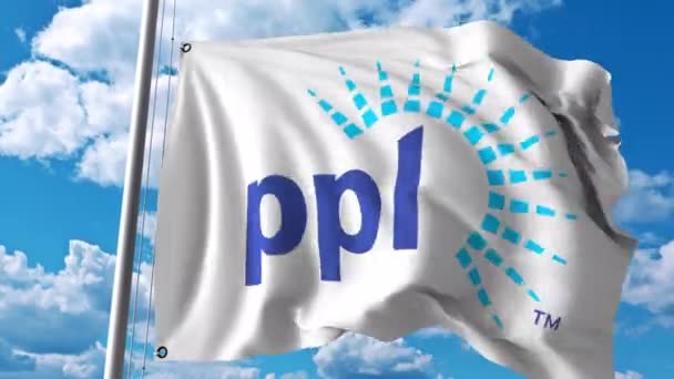 Bandiera sventolante con logo PPL Corporation. Animazione editoriale 4K — Video Stock