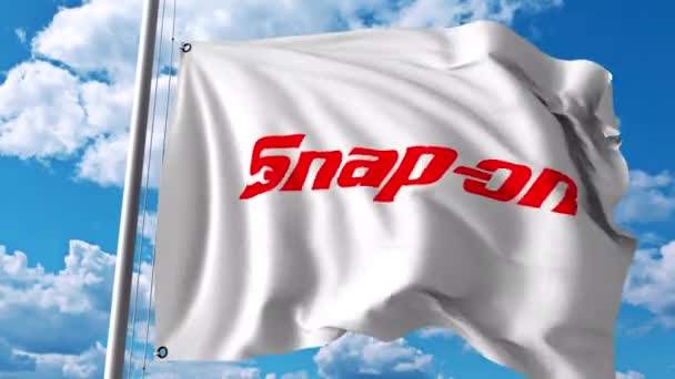 Bandiera sventolante con logo Snap-On. Animazione editoriale 4K — Video Stock