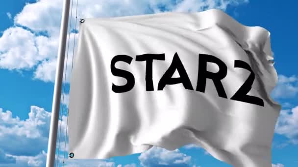 Acenando bandeira com logotipo Starz. Animação editorial 4K — Vídeo de Stock