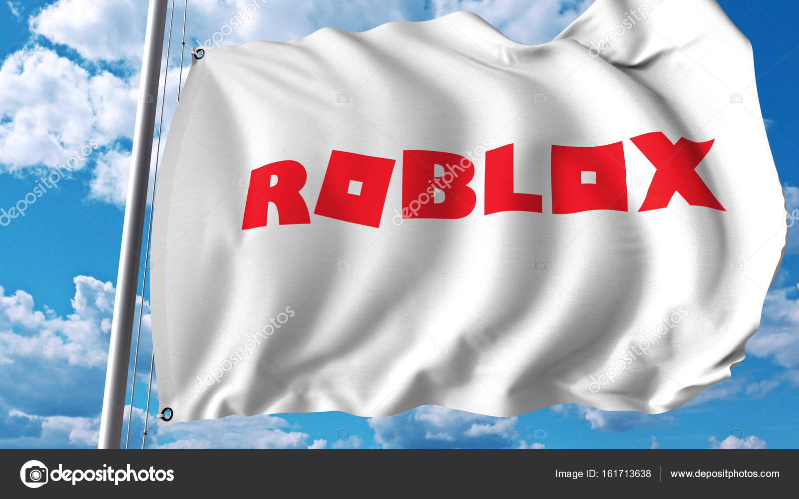 Waving Flag With Roblox Logo Editoial 3d Rendering Stock - mexico flag roblox