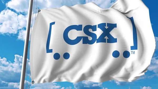 Розмахуючи прапором, з логотипом Csx корпорації. Editoial 3d візуалізації — стокове фото