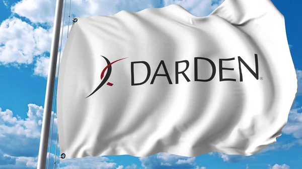 Drapeau avec logo Darden Restaurants. Editoial rendu 3D — Photo