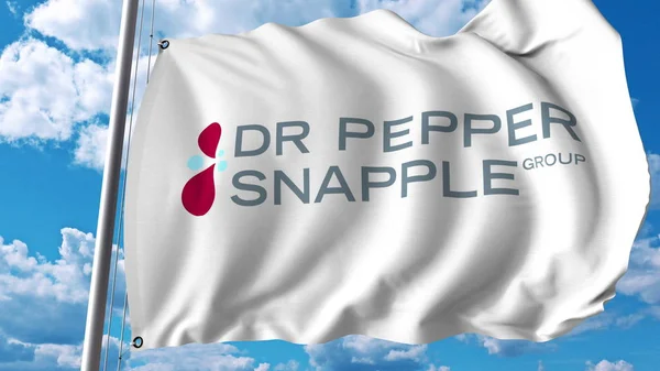 Waving flag with Dr Pepper Snapple Group logo. Editoial 3D rendering — Stock Photo, Image