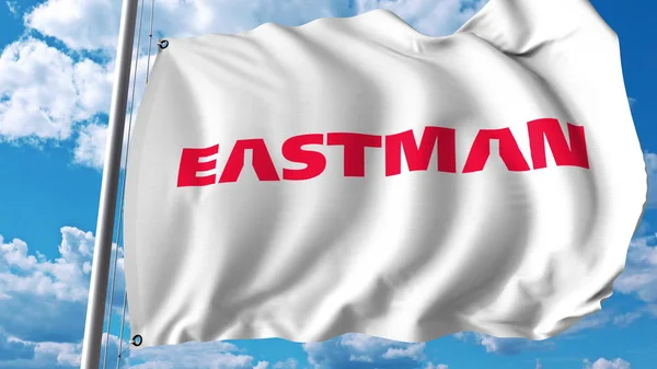 Acenando bandeira com logotipo da Eastman Chemical Company. Renderização 3D editorial — Fotografia de Stock