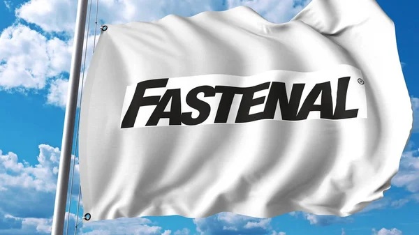 Розмахуючи прапором, з логотипом Fastenal. Editoial 3d візуалізації — стокове фото