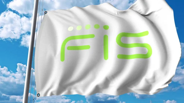 Bandiera sventola con logo Fis. Rendering 3D editoriale — Foto Stock
