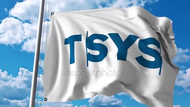 Flagge mit tsys Logo schwenken. 4k redaktionelle Animation — Stockvideo