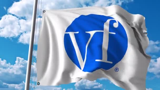 Bandera ondeando con el logotipo de VF Corporation. Animación editorial 4K — Vídeos de Stock