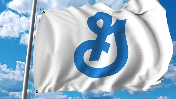 Integetett zászló General Mills logóval. Editoial 3D-s renderelés — Stock Fotó