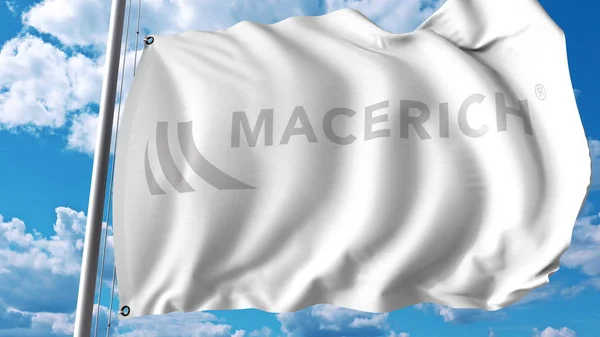 Flagge mit mazerichem Logo schwenken. editoiales 3D-Rendering — Stockfoto