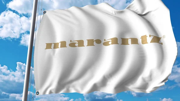 Waving flag with Marantz logo. Editoial 3D rendering — Stock Photo, Image