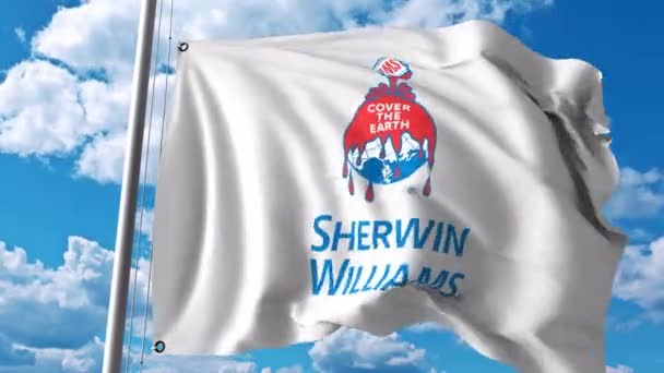 Flagge mit Sherwin Williams Logo. 4k redaktionelle Animation — Stockvideo