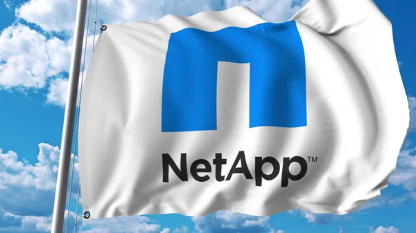 Flagge mit Netapp-Logo. editoiales 3D-Rendering — Stockfoto