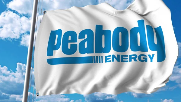 Integetett zászló Peabody energia logóval. Editoial 3D-s renderelés — Stock Fotó