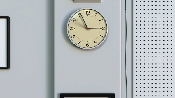 Reloj de oficina en la pared. Renderizado 3D — Foto de Stock