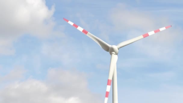 Rotující větrné elektrárny proti mraků a obloha — Stock video