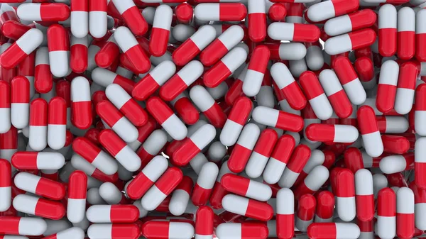 Multiple drug capsules or pills. 3D rendering — Stock Photo, Image