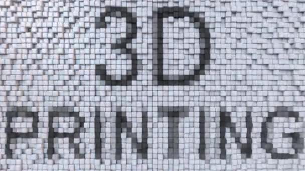 3D-Druck Bildunterschrift auf schwankenden Pixeln Bewegungshintergrund, nahtlose Schleifenanimation — Stockvideo