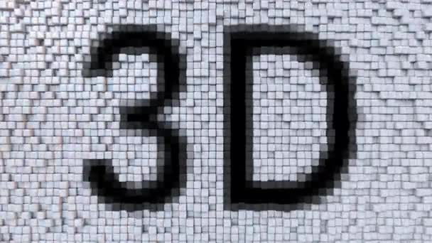 3D-Bildunterschrift auf schwankenden Pixeln Bewegungshintergrund, nahtlose Schleifenanimation — Stockvideo