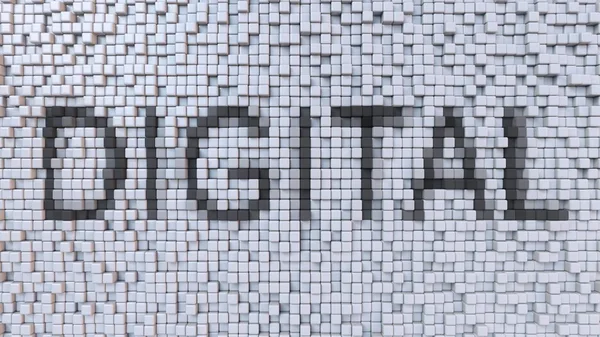 Leyenda DIGITAL sobre fondo de píxeles, representación 3d —  Fotos de Stock