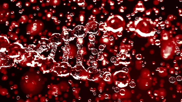Breaking red transparent dna Molekül, 3D-Rendering. Konzepte für Schaden, Krankheit oder genetische Störung — Stockfoto