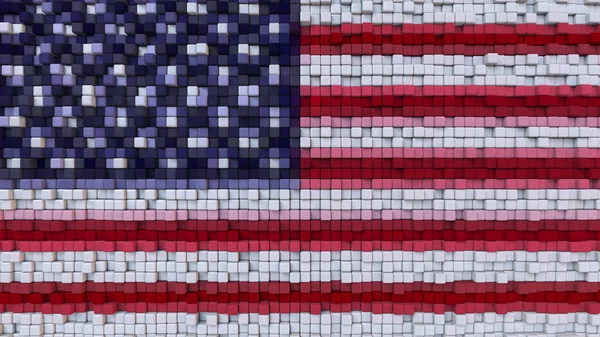 Mosaico estilizado Bandera americana de pixeles, representación 3D — Foto de Stock