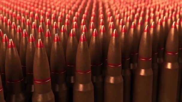 Big supply of shells or cartridges, seamless loop. War, ammo, aggression concepts — Stock Video