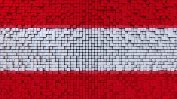 Bandeira de mosaico estilizada da Áustria feita de pixels, renderização 3D — Fotografia de Stock