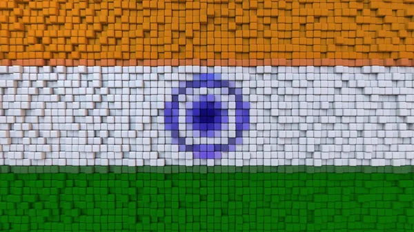 Stylized mosaic flag of India made of pixels, 3D rendering — Stock Photo, Image