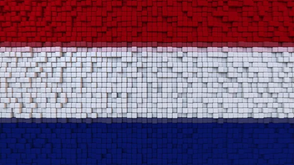 Bandeira de mosaico estilizada da Holanda feita de pixels, renderização 3D — Fotografia de Stock