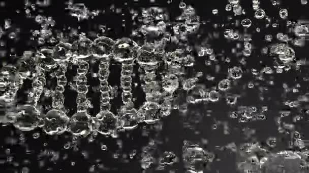 Romper el modelo de molécula de ADN de vidrio contra fondo negro, lazo sin costuras — Vídeos de Stock