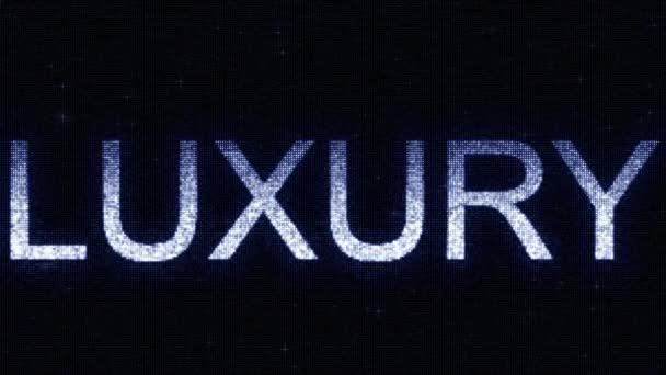 Media screen with glowing white and blue LUXURY inscription, loopable motion background — Stock Video