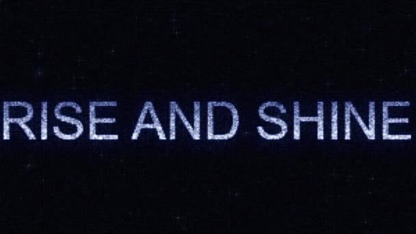Медиаэкран с перламутровой бело-голубой надписью RISE AND SHE, петляющий фон движения — стоковое видео