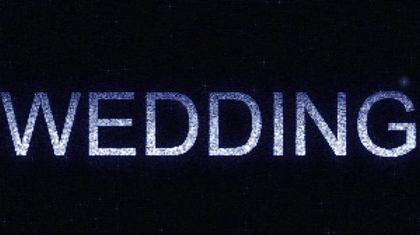 Media-skärm med glödande vit och blå bröllop inskrift, 3d-rendering — Stockfoto
