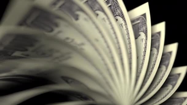 Překlápění nám sto dolarové bankovky, detail. Loopable animace — Stock video