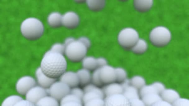 Múltiples bolas de golf cayendo — Vídeo de stock