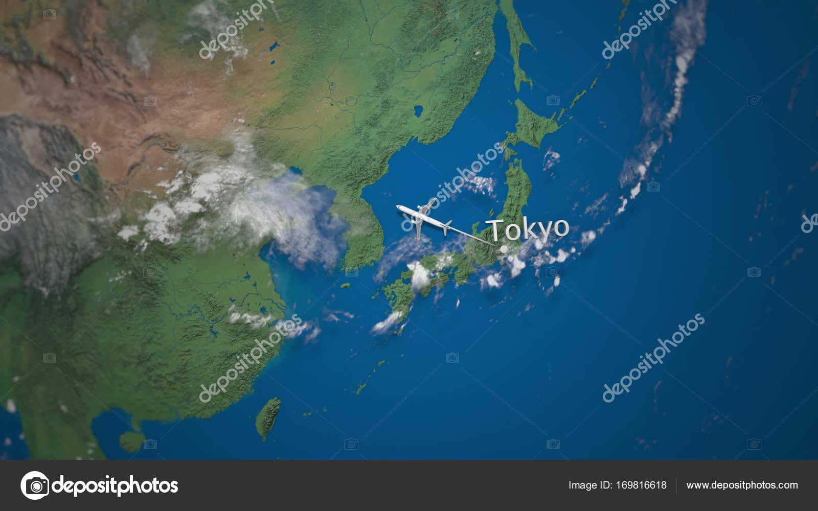 Route De L Avion Commercial Volant De Tokyo A Moscou Sur Le Globe Terrestre Voyage International Intro Animation Image Libre De Droit Par Alexeynovikov C