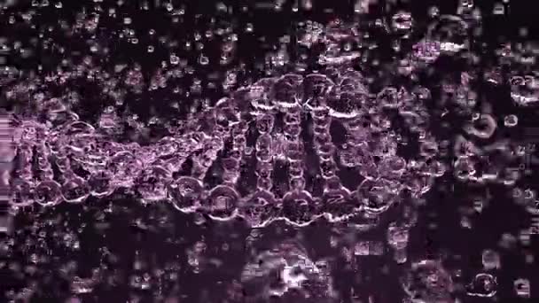 Quebrando molécula de DNA de vidro contra fundo violeta, loop sem costura — Vídeo de Stock